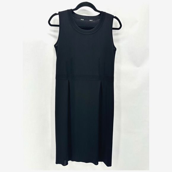 Misook Sheath Dress Knit Midi Size S Sleeveless Pintuck Pleated Preppy Classic - Picture 7 of 7